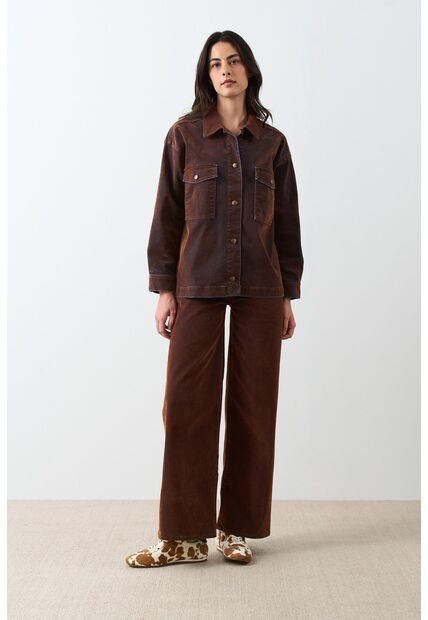 Chaqueta Oversized En Denim Gamuzado Para Mujer Bronce Chaqueta Oversized En Denim Gamuzado Para Mujer Bronce Bronce L VÉLEZ