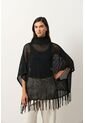 Poncho Lyra Tejido Para Mujer Flecos Poncho Lyra Tejido Para Mujer Flecos Negro Perlado S VÉLEZ de Vélez