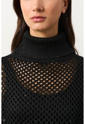 Poncho Lyra Tejido Para Mujer Flecos Poncho Lyra Tejido Para Mujer Flecos Negro Perlado S VÉLEZ