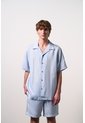 Camisa Manga Corta En Lino Para Hombre Málaga Camisa Manga Corta En Lino Para Hombre Málaga Azul Claro M VÉLEZ de Vélez