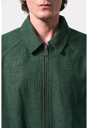 Chaqueta Bomber En Gamuza Croco Para Hombre Chaqueta Bomber En Gamuza Croco Para Hombre Verde Oliva XL VÉLEZ