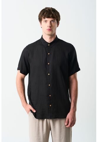 Camisa Manga Corta Lino Para Hombre Bordado Vz Camisa Manga Corta Lino Para Hombre Bordado Vz Negro XXL VÉLEZ Vélez