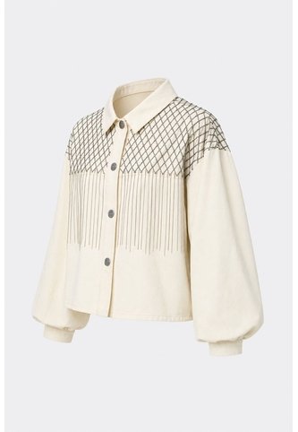 Chaqueta Alhena En Tejido Plano Para Mujer Bordado Millaré Chaqueta Alhena En Tejido Plano Para Mujer Bordado Millaré Crema M VÉLEZ Vélez