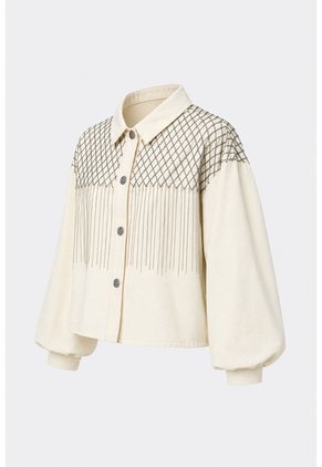 Chaqueta Alhena En Tejido Plano Para Mujer Bordado Millaré Chaqueta Alhena En Tejido Plano Para Mujer Bordado Millaré Crema M VÉLEZ