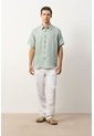Camisa En Lino Manga Corta Siena Para Hombre Camisa En Lino Manga Corta Siena Para Hombre Verde Oliva XS VÉLEZ de Vélez