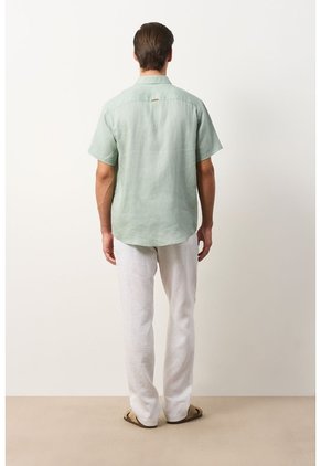 Camisa En Lino Manga Corta Siena Para Hombre Camisa En Lino Manga Corta Siena Para Hombre Verde Oliva XS VÉLEZ