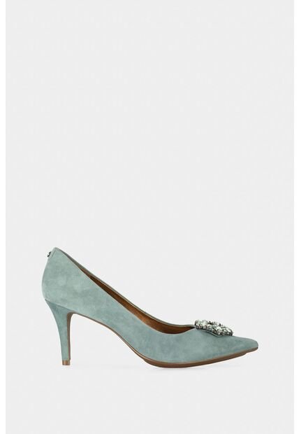 Tacones Cerrados Lagos De Cuero Para Mujer Aplique En Pedrería Tacones Cerrados Lagos De Cuero Para Mujer Aplique En Pedrería Agua Marina 38 Vélez