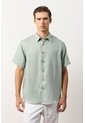 Camisa En Lino Manga Corta Siena Para Hombre Camisa En Lino Manga Corta Siena Para Hombre Verde Oliva XS VÉLEZ de Vélez