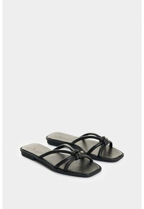 Sandalia Plana De Cuero Para Mujer Sole Sandalia Plana De Cuero Para Mujer Sole Negro 35 VÉLEZ