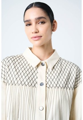 Chaqueta Alhena En Tejido Plano Para Mujer Bordado Millaré Chaqueta Alhena En Tejido Plano Para Mujer Bordado Millaré Crema M VÉLEZ