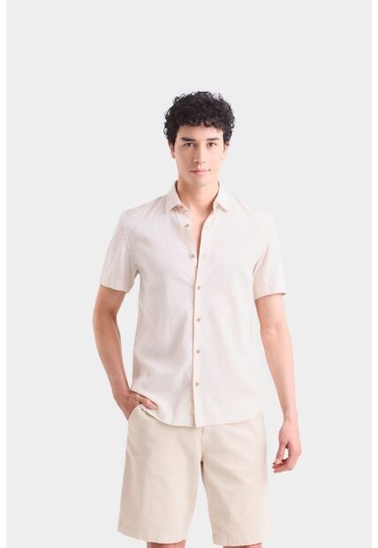 Camisa Semi Lino Caribe Para Hombre Manga Corta Camisa Semi Lino Caribe Para Hombre Manga Corta Arena M Vélez