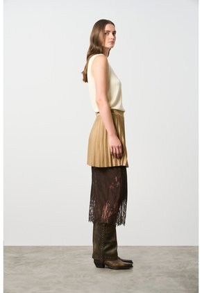 Falda Wrap Plisada Para Mujer Lumbre Falda Wrap Plisada Para Mujer Lumbre Tabaco 12 VÉLEZ