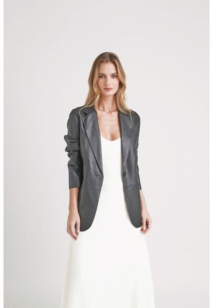 Blazer Astromelia En Cuero Ovino Para Mujer Silueta Recta Blazer Astromelia En Cuero Ovino Para Mujer Silueta Recta Negro XL VÉLEZ