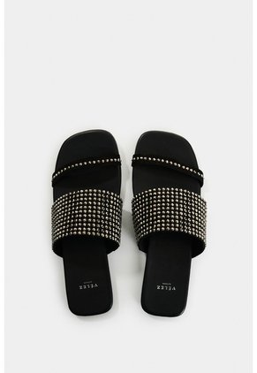 Sandalia Plana De Cuero Para Mujer Wave Sandalia Plana De Cuero Para Mujer Wave Negro 40 VÉLEZ