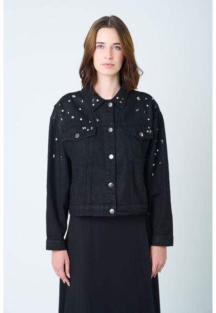 Chaqueta Black Para Mujer Silueta Trucker Chaqueta Black Para Mujer Silueta Trucker Negro M Vélez