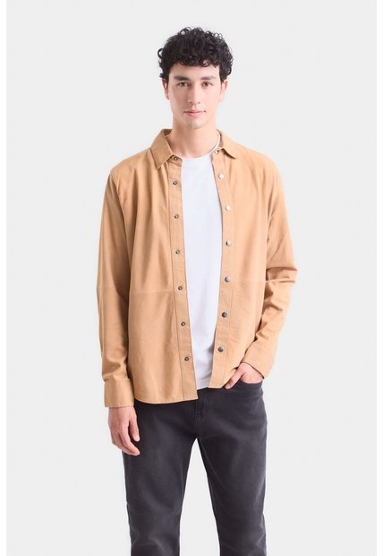 Camisa Manga Larga Para Hombre Gamuza Camisa Manga Larga Para Hombre Gamuza Camel S VÉLEZ
