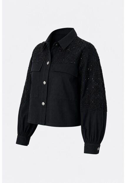 Chaqueta Cropped Holgada Para Mujer Tritón Chaqueta Cropped Holgada Para Mujer Tritón Negro XXL VÉLEZ