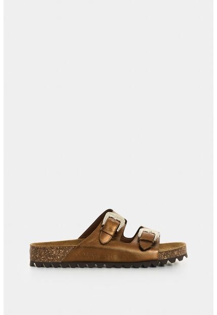 Sandalia Plana De Cuero Folia Para Mujer Pilos Sandalia Plana De Cuero Folia Para Mujer Pilos Bronce 37 VÉLEZ