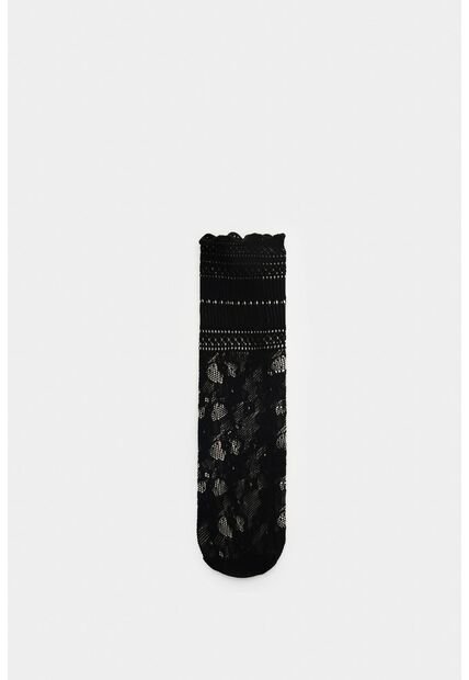 Calcetín Largo En Encaje Para Mujer Icaro Calcetín Largo En Encaje Para Mujer Icaro Negro XS VÉLEZ
