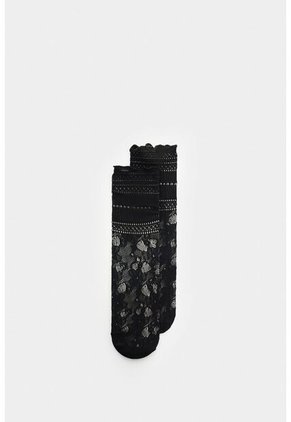 Calcetín Largo En Encaje Para Mujer Icaro Calcetín Largo En Encaje Para Mujer Icaro Negro XS VÉLEZ