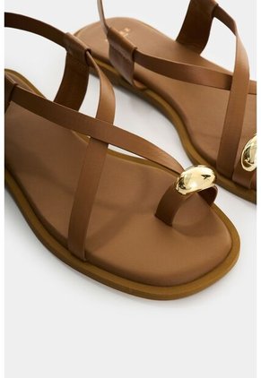 Sandalia Plana De Cuero Para Mujer Kira Sandalia Plana De Cuero Para Mujer Kira Miel 39 VÉLEZ