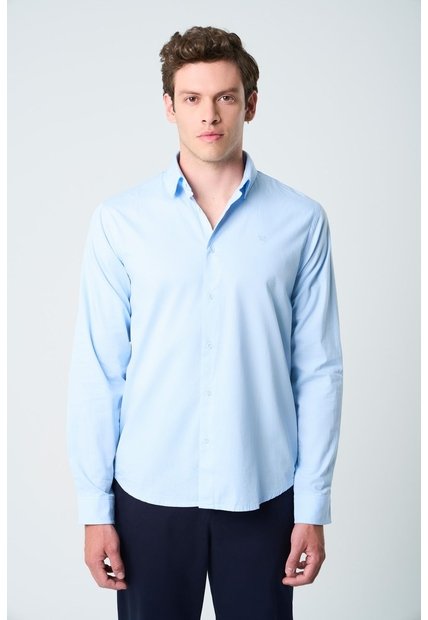 Camisa En Popelina Para Hombre Semifitted Camisa En Popelina Para Hombre Semifitted Azul Claro L VÉLEZ
