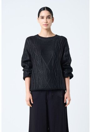Sweater Tejido Layla Para Mujer Efecto Resinado Sweater Tejido Layla Para Mujer Efecto Resinado Negro S VÉLEZ