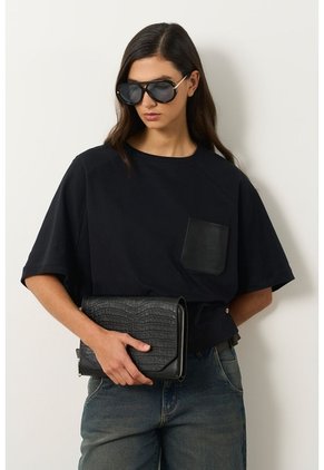 Camiseta Ópalo Para Mujer Manga Ranglan Camiseta Ópalo Para Mujer Manga Ranglan Negro L VÉLEZ