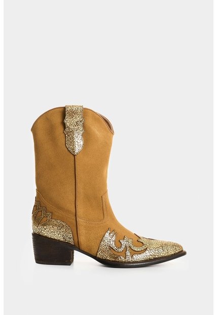Botas En Cuero Y Folia Para Mujer Dino Botas En Cuero Y Folia Para Mujer Dino Miel 38 VÉLEZ