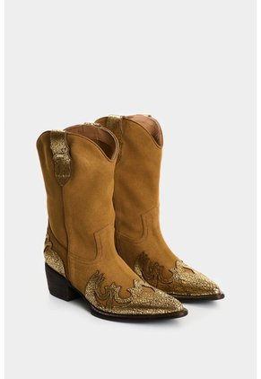 Botas En Cuero Y Folia Para Mujer Dino Botas En Cuero Y Folia Para Mujer Dino Miel 38 VÉLEZ