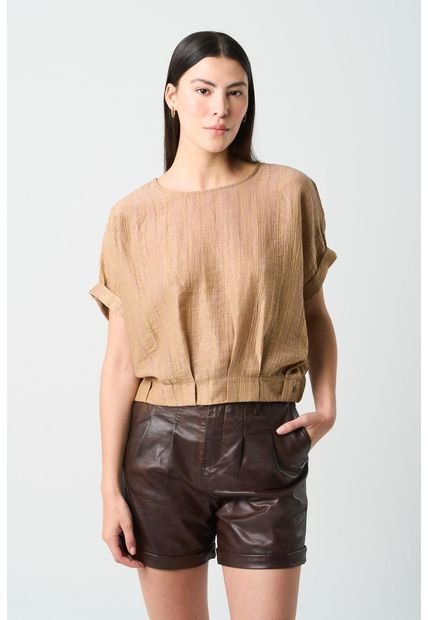 Camisa Sereno Para Mujer Efecto Corrugado Camisa Sereno Para Mujer Efecto Corrugado Ocre M Vélez