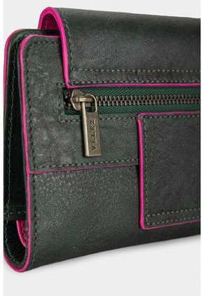 Billetera Bravo De Cuero Para Mujer Pasador Posterior Billetera Bravo De Cuero Para Mujer Pasador Posterior Verde Vélez