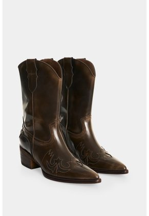 Bota Texana En Cuero Para Mujer Dino Bota Texana En Cuero Para Mujer Dino Tabaco 40 VÉLEZ