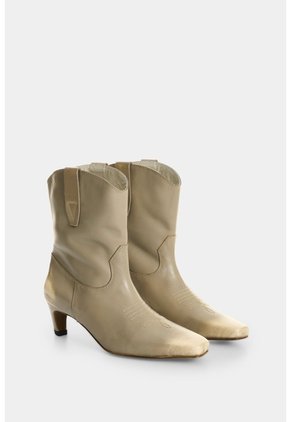 Botín En Cuero Para Mujer Helia Botín En Cuero Para Mujer Helia Crema 38 VÉLEZ