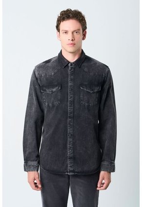 Sobrecamisa Alcor Manga Larga De Algodón Para Hombre Detalles Cuero Sobrecamisa Alcor Manga Larga De Algodón Para Hombre Detalles Cuero Negro S VÉLEZ