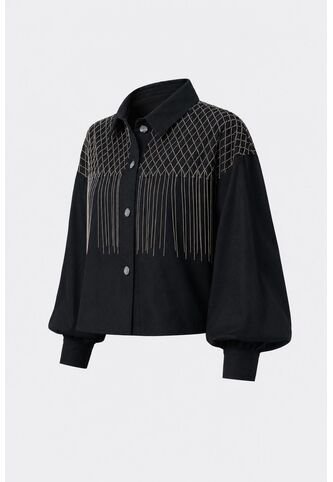Chaqueta Alhena En Tejido Plano Para Mujer Bordado Millaré Chaqueta Alhena En Tejido Plano Para Mujer Bordado Millaré Negro M VÉLEZ Vélez