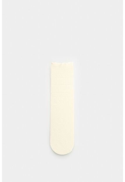 Calcetín Largo En Encaje Para Mujer Icaro Calcetín Largo En Encaje Para Mujer Icaro Crema XS VÉLEZ