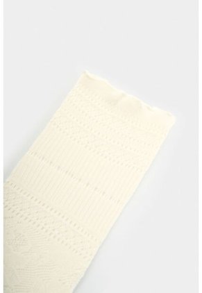 Calcetín Largo En Encaje Para Mujer Icaro Calcetín Largo En Encaje Para Mujer Icaro Crema XS VÉLEZ