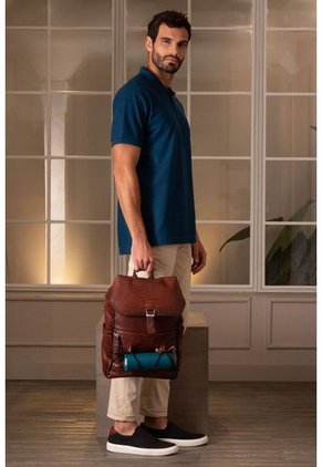 Morral Casual Trekking De Cuero Para Hombre Multifuncional