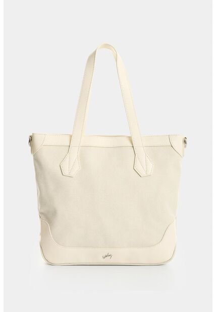 Shopping En Lona Y Cuero Para Mujer Aurelia Shopping En Lona Y Cuero Para Mujer Aurelia Blanco VÉLEZ
