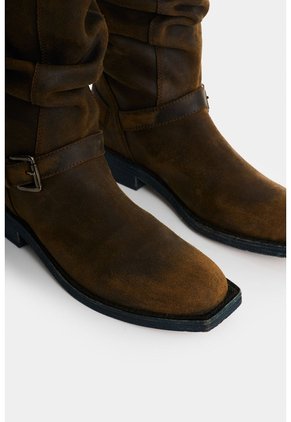 Botas Biker En Cuero Para Mujer Botas Biker En Cuero Para Mujer Azul 39 VÉLEZ