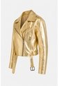Chaqueta Biker Thaila De Cuero Para Mujer Acabado Metalizado Chaqueta Biker Thaila De Cuero Para Mujer Acabado Metalizado Dorado XL VÉLEZ de Vélez
