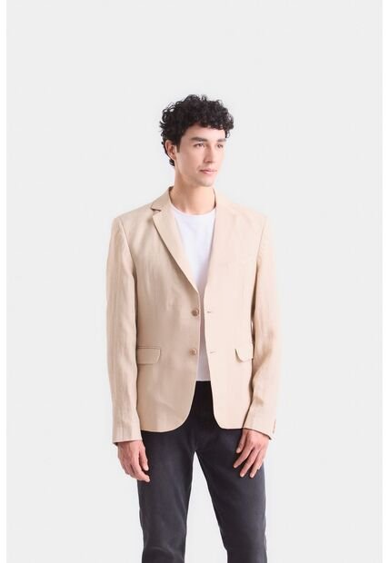 Blazer Yaqui En Lino Para Hombre Silueta Semi Ajustada Blazer Yaqui En Lino Para Hombre Silueta Semi Ajustada Crema S VÉLEZ