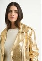 Chaqueta Biker Thaila De Cuero Para Mujer Acabado Metalizado Chaqueta Biker Thaila De Cuero Para Mujer Acabado Metalizado Dorado XL VÉLEZ de Vélez