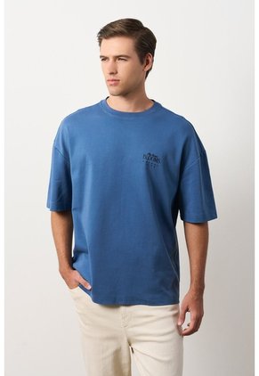 Camiseta Relaxed Fit Para Hombre Camiseta Relaxed Fit Para Hombre Azul L VÉLEZ