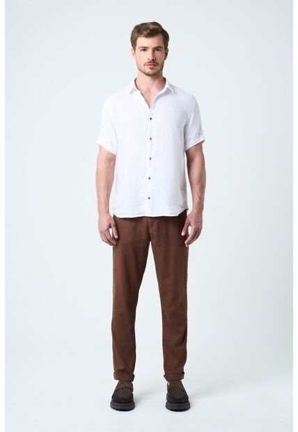 Pantalón Aron En Lino Para Hombre Ribete Cuero Pantalón Aron En Lino Para Hombre Ribete Cuero Tabaco 36 VÉLEZ