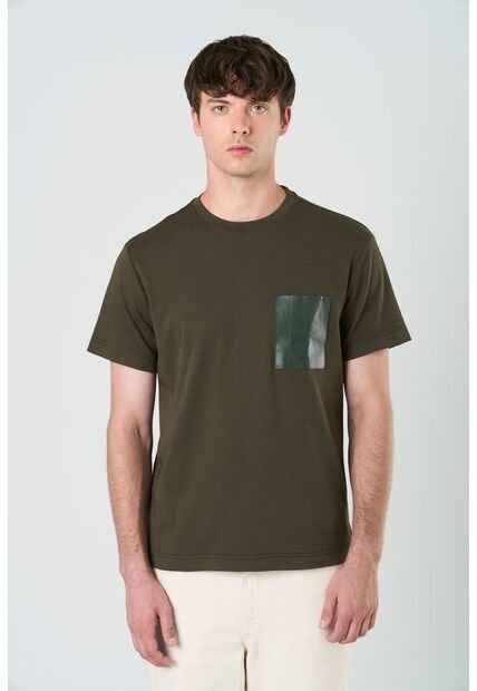 Camiseta En Algodón Para Hombre Bolsillo Cuero Camiseta En Algodón Para Hombre Bolsillo Cuero Verde Oliva M VÉLEZ