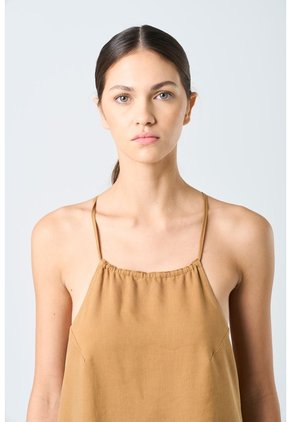 Vestido Galera Para Mujer Cuello Halter Vestido Galera Para Mujer Cuello Halter Cafe Claro 12 VÉLEZ