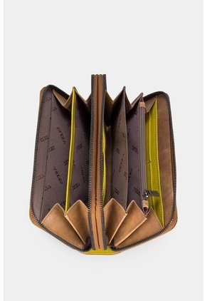 Billetera Porta Chequera Singapur De Cuero Tamponado Para Mujer Doble Compartimento