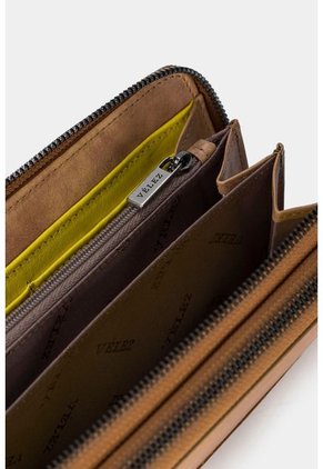 Billetera Porta Chequera Singapur De Cuero Tamponado Para Mujer Doble Compartimento